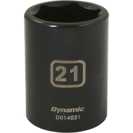 Dynamic 1/2" Drive Standard Socket, Black Phosphate, Tools 1/2" Drive 6 Point Metric, 21mm Standard Length D014021